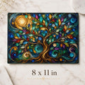Charcuterie Tray, Tempered Glass Tree Of Life Botanical Design