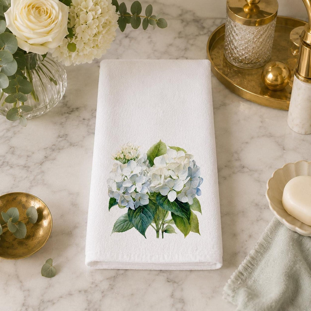 Hydrangea Hand Towel, 15 × 25 Inches, Sheared Polyester Front