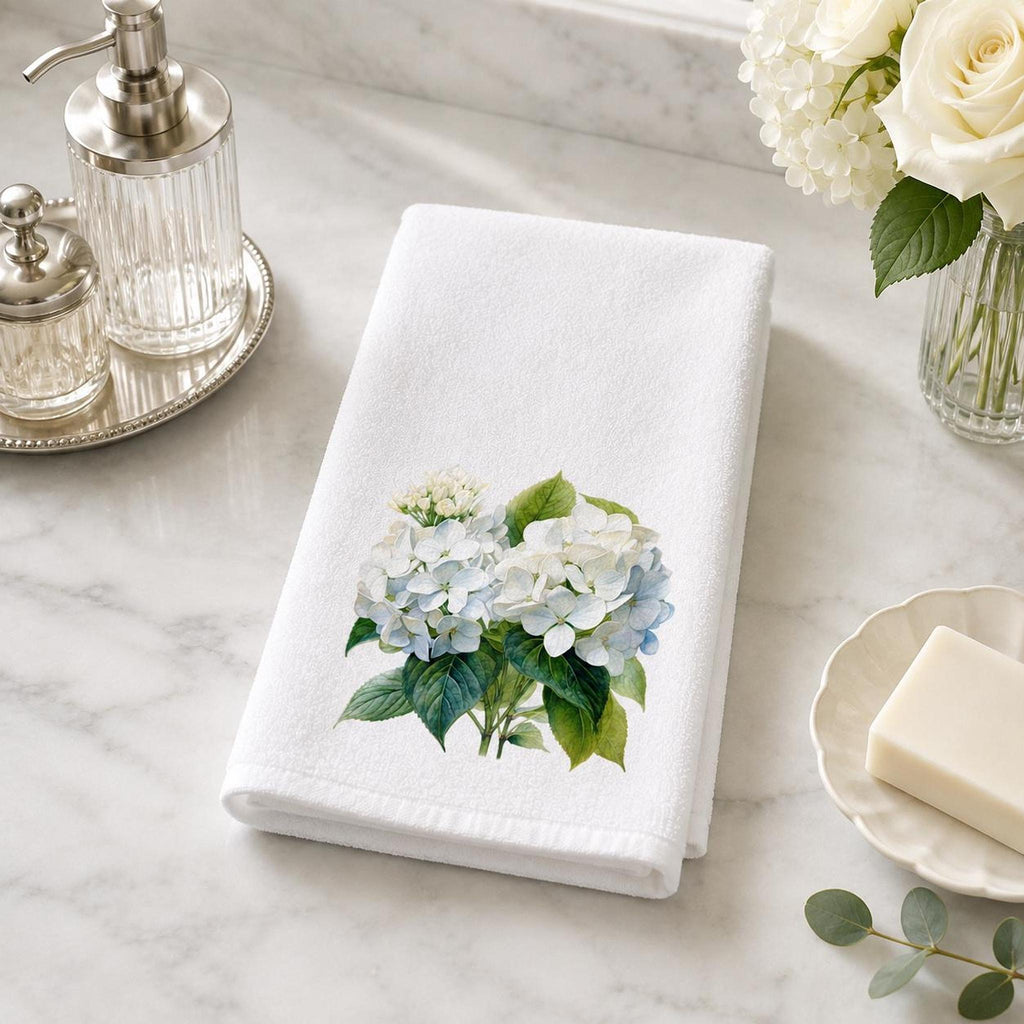 Hydrangea Hand Towel, 15 × 25 Inches, Sheared Polyester Front