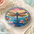 Dragonfly Coaster, Floral Drink Mat with Water Lily Design