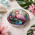 Flamingo Coaster, Round Ceramic Bird Decor with Tropical Design