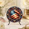 American Flag Ceramic Coaster, Patriotic Stars Art, Americana Drink Holder
