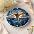 Whale Tail Ceramic Coaster, Nautical Ocean Decor with Cork Backing
