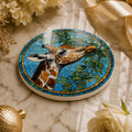 Giraffe Ceramic Coaster, Art Glass Style Safari Animal Decor, Wildlife Lover Gift