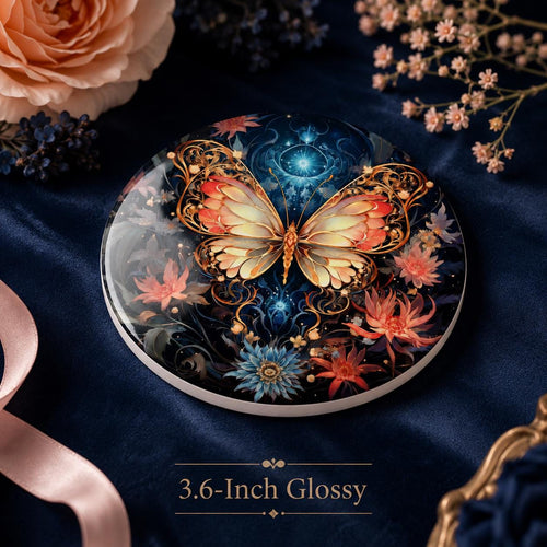 Butterfly Ceramic Coaster, Celestial Floral Decor, Garden Lover Gift, Elegant Home Accent