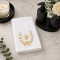 Gold Bee Decor Fingertip Towel, Elegant Botanical Accent for Guest Bath