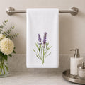 Lavender Hand Towel, 15 × 25 Inch Botanical Print with Cotton Terry Back