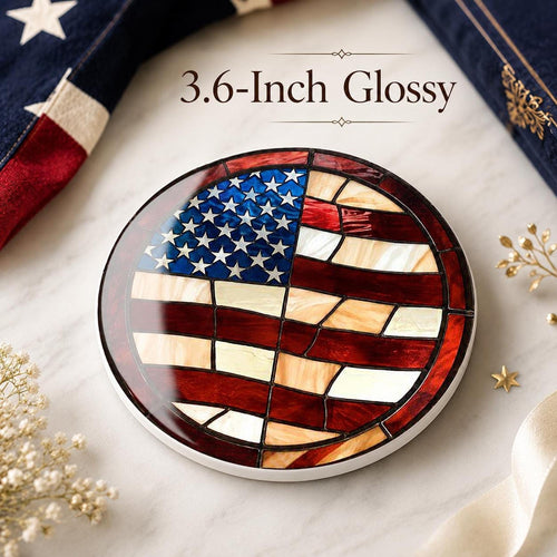 American Flag Ceramic Coaster, Patriotic Decor, Stars and Stripes Accent, USA Gift