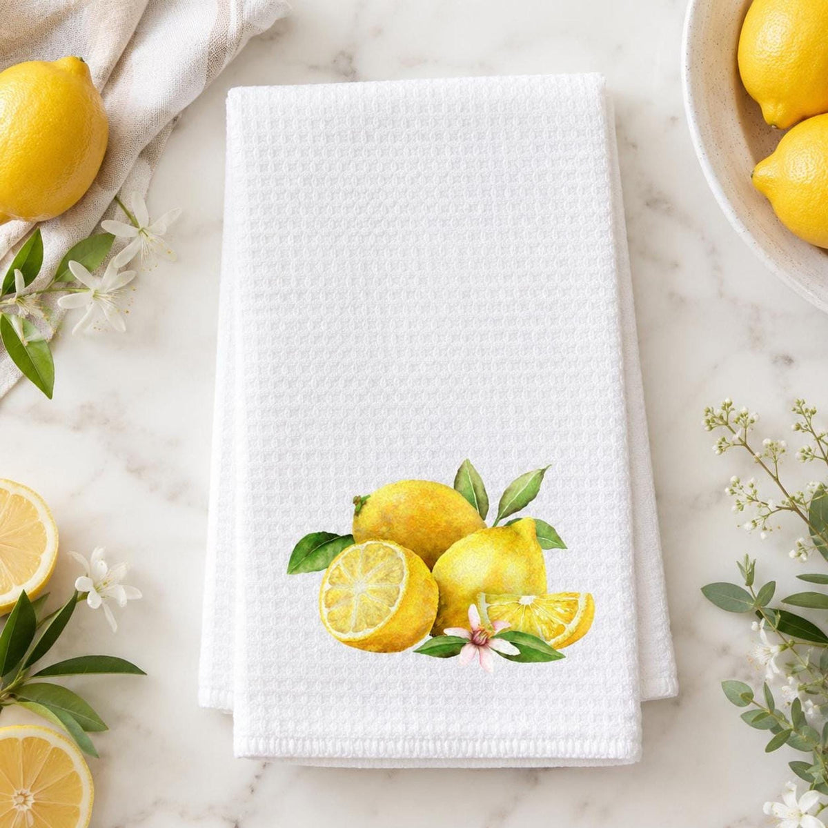 Lemon Kitchen Towel, 16 x 25-Inch Microfiber Waffle Weave