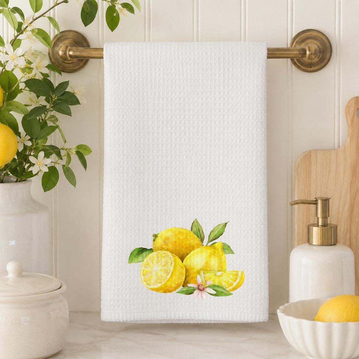 Lemon Kitchen Towel, 16 x 25-Inch Microfiber Waffle Weave