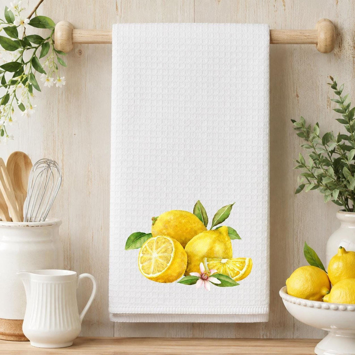Lemon Kitchen Towel, 16 x 25-Inch Microfiber Waffle Weave