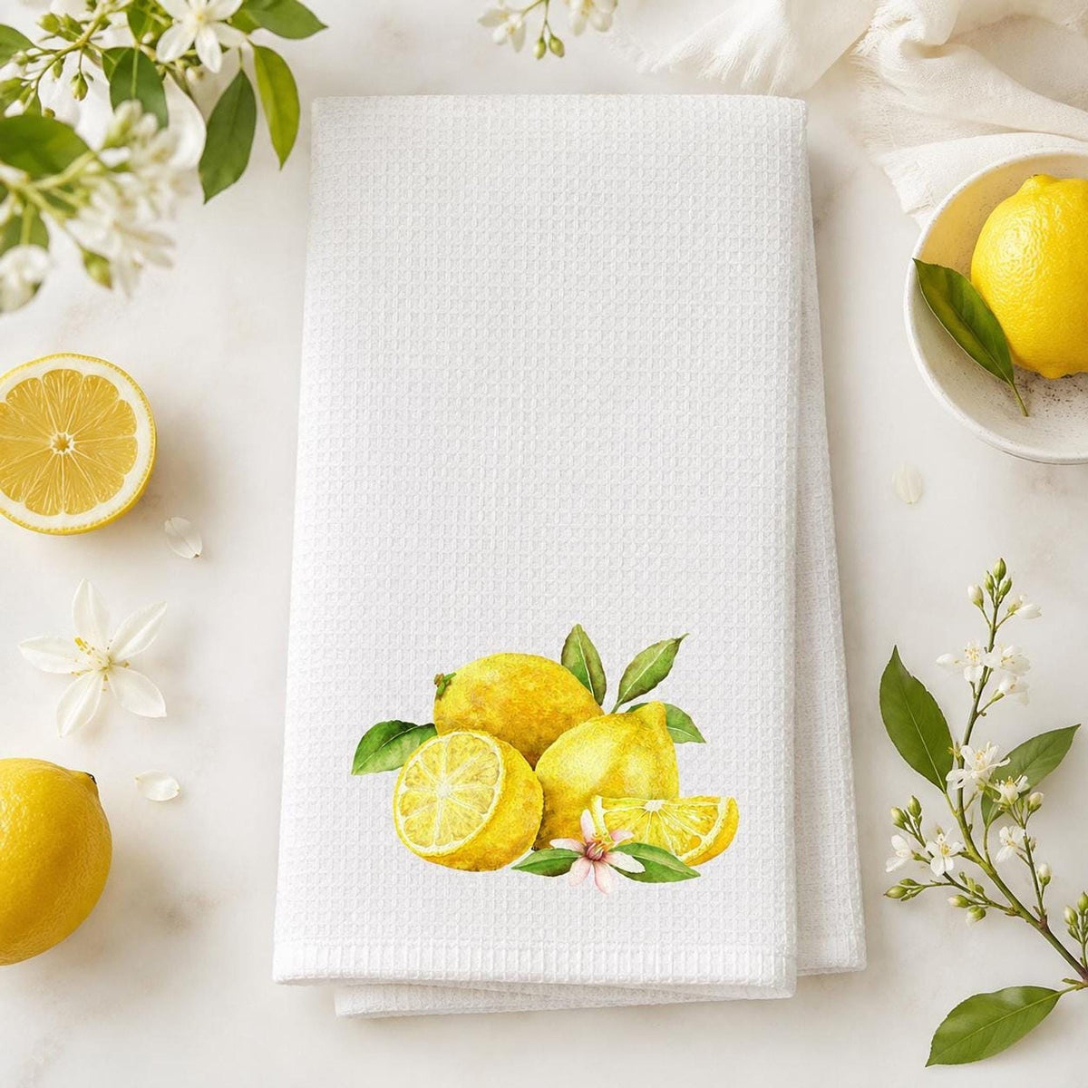 Lemon Kitchen Towel, 16 x 25-Inch Microfiber Waffle Weave