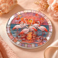 Ceramic Flamingo Coaster, Tropical Decor with Glossy or Matte Finish