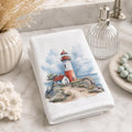 Fingertip Towel, Lighthouse Print, 11 x 18 Inch Cotton Terry Back