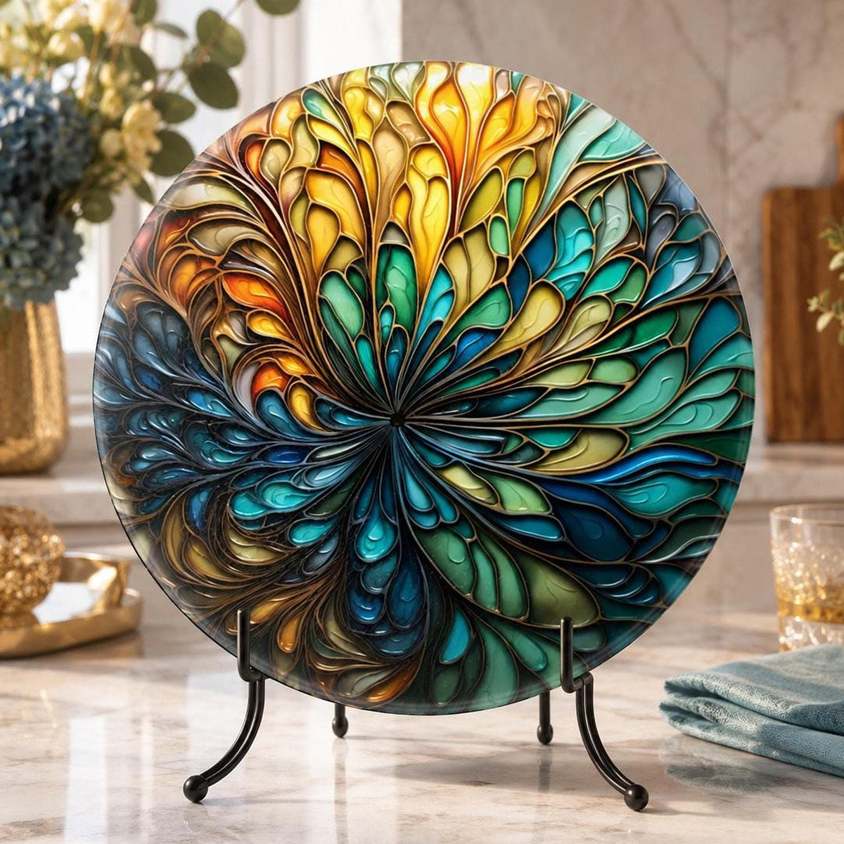 Glass Cutting Board, Round Tempered Charcuterie Serving Platter