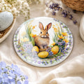 Easter Coaster with Bunny Design, Round Ceramic Spring Decor