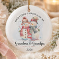 Grandma Ornament, Ceramic Snowman Keepsake for Our First Christmas with Personalized Back