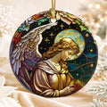 Guardian Angel Ceramic Ornament, 3-Inch Round Faith Keepsake