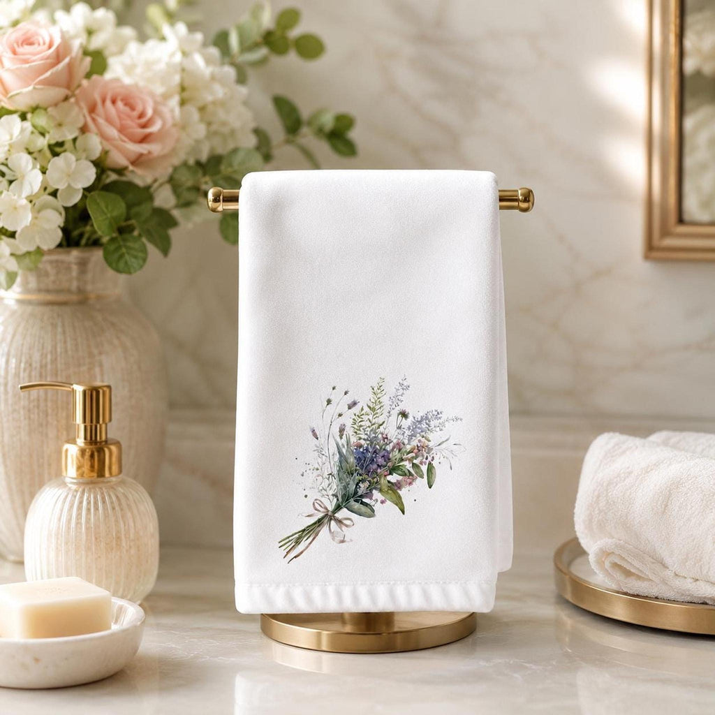Fingertip Towel, Wildflower Bouquet, Sheared Polyester Front, Cotton Terrycloth Back