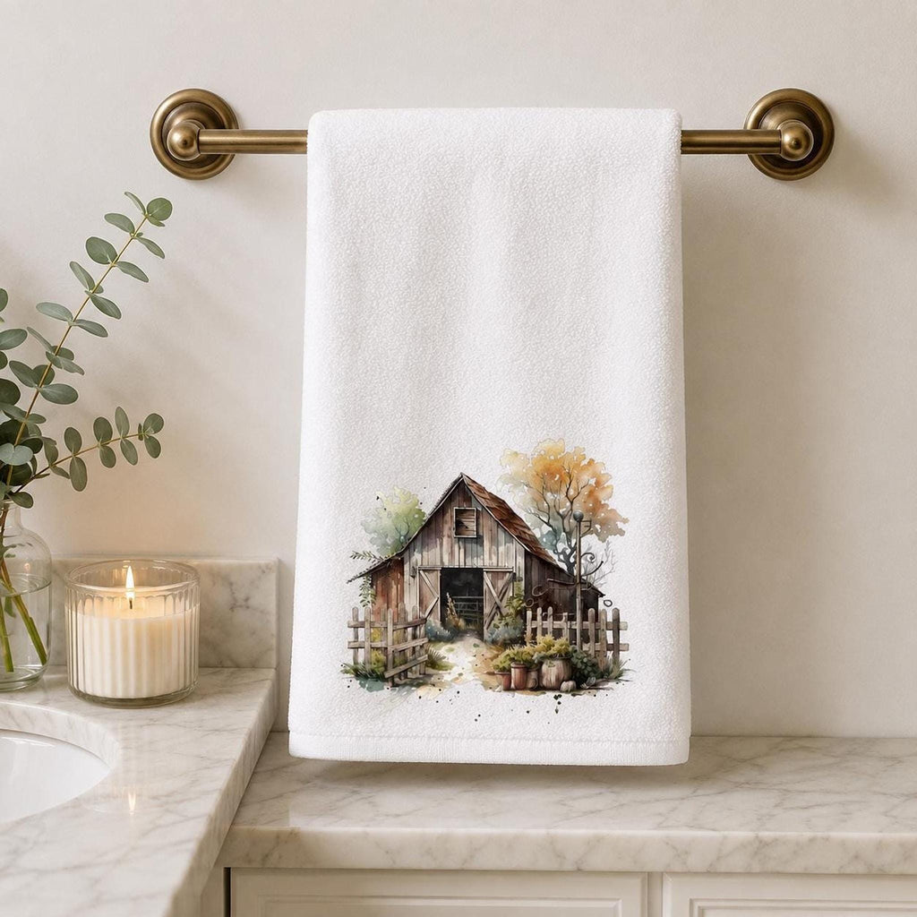 Barn Hand Towel, White Sheared Polyester With Cotton Terrycloth Back