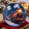 Santa Train Ornament, Festive Ceramic Keepsake for Railroad Lovers