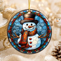 Snowman Ornament, Colorful Ceramic Keepsake with Personalized Options