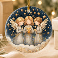 Three Angels Ceramic Ornament, Celestial Christmas Keepsake, Personalized Holiday Décor