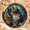 Colorful Tabby Cat Ornament, Ceramic Keepsake for Cat Lovers