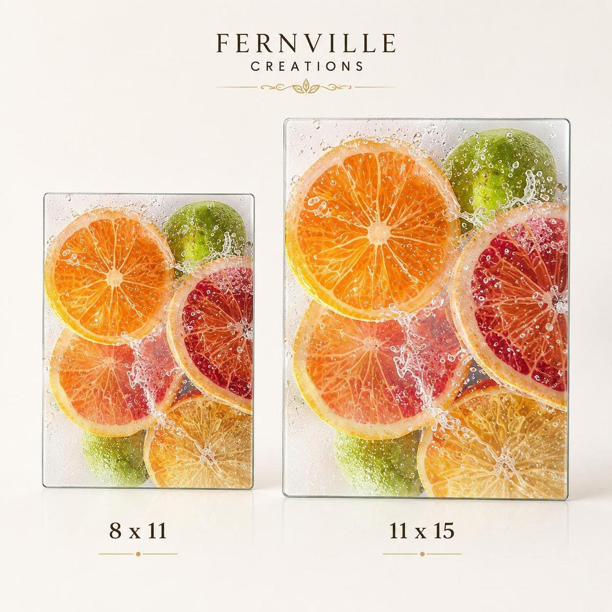 Glass Cutting Board, Citrus Charcuterie Tray, 8 x 11 or 11 x 15 Inch