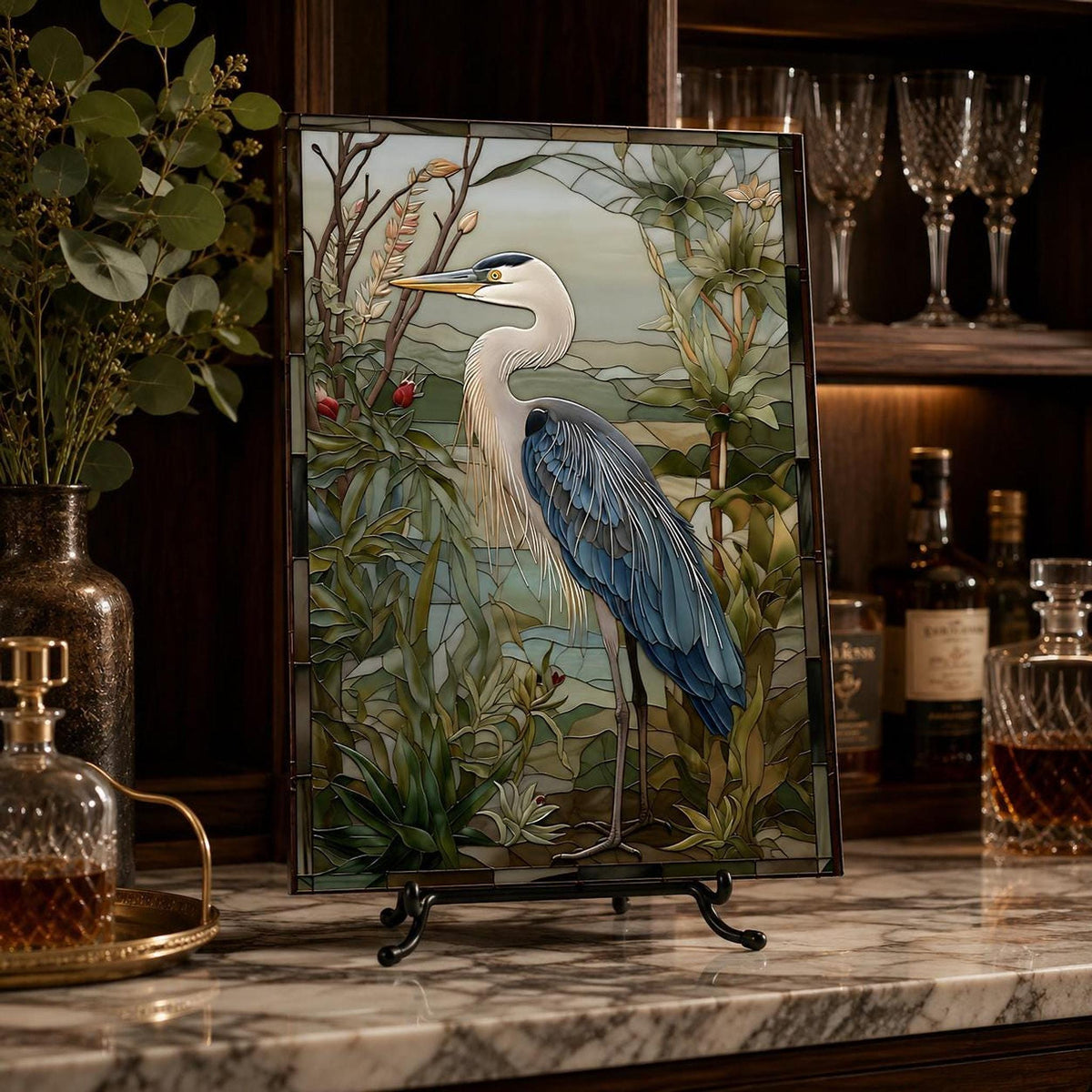 Glass Cutting Board, Tempered Heron Charcuterie Tray, 8 x 11 or 11 x 15 Inch
