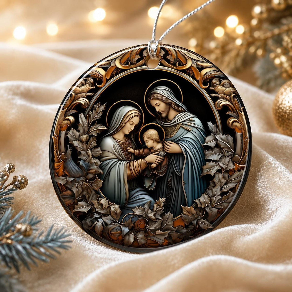 Holy Family Ornament, 3-Inch Ceramic Nativity Keepsake