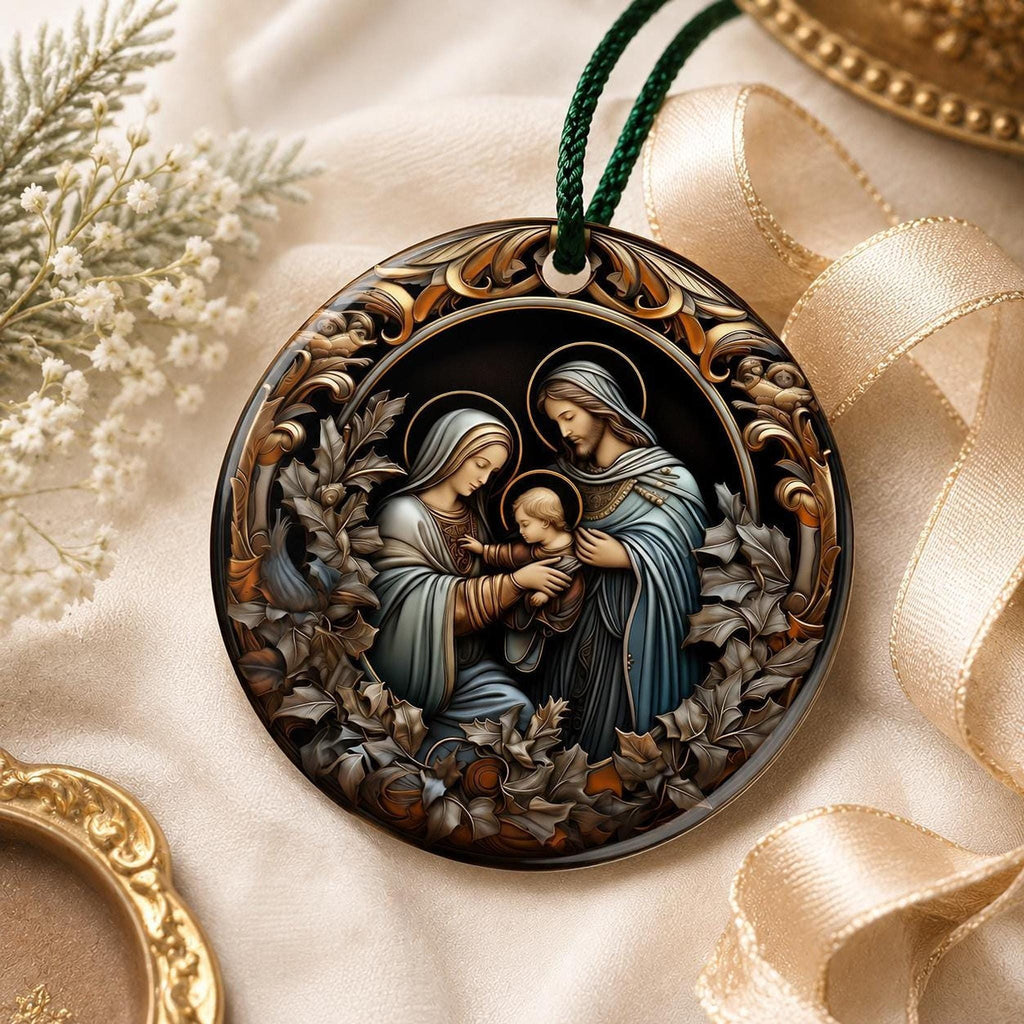 Holy Family Ornament, 3-Inch Ceramic Nativity Keepsake