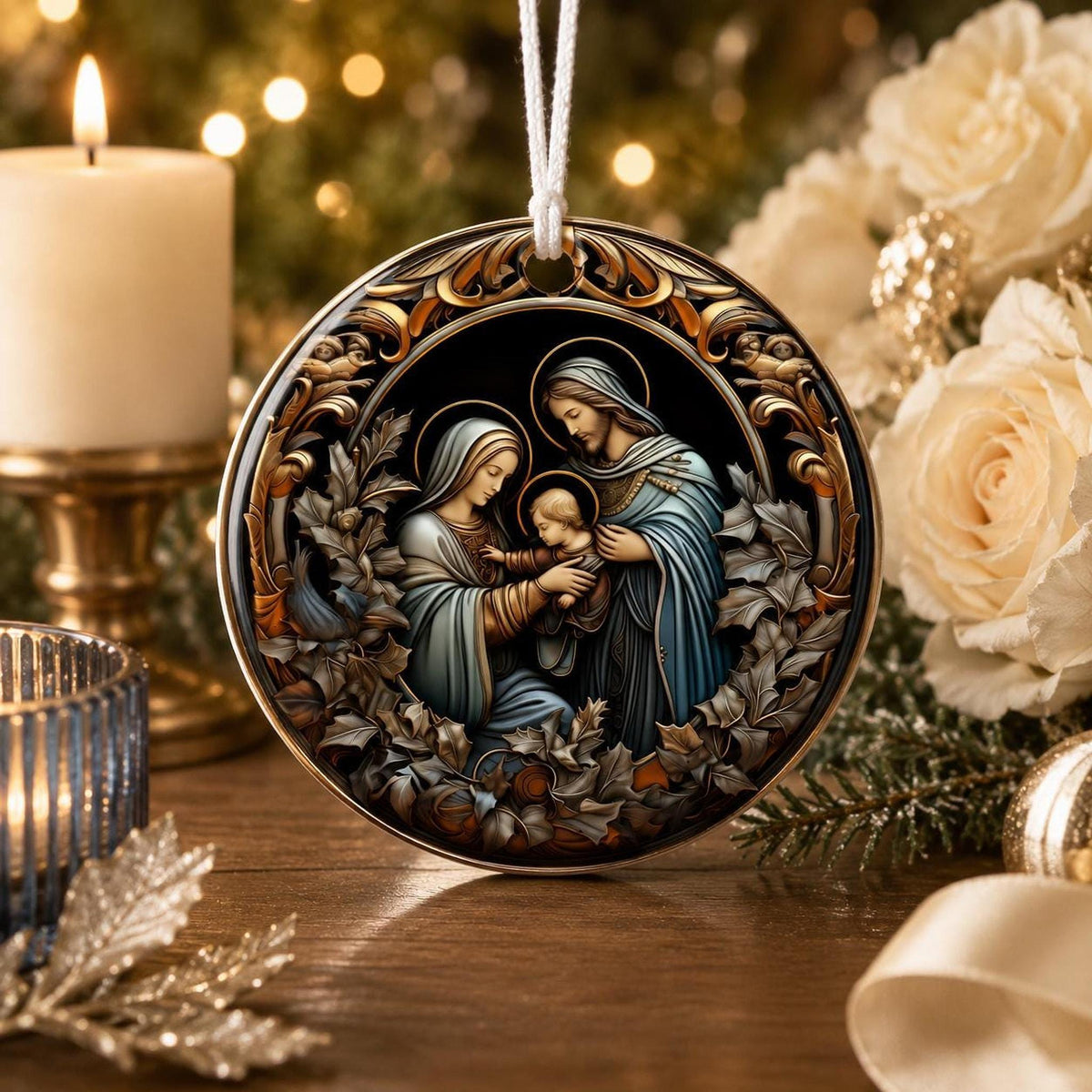 Holy Family Ornament, 3-Inch Ceramic Nativity Keepsake