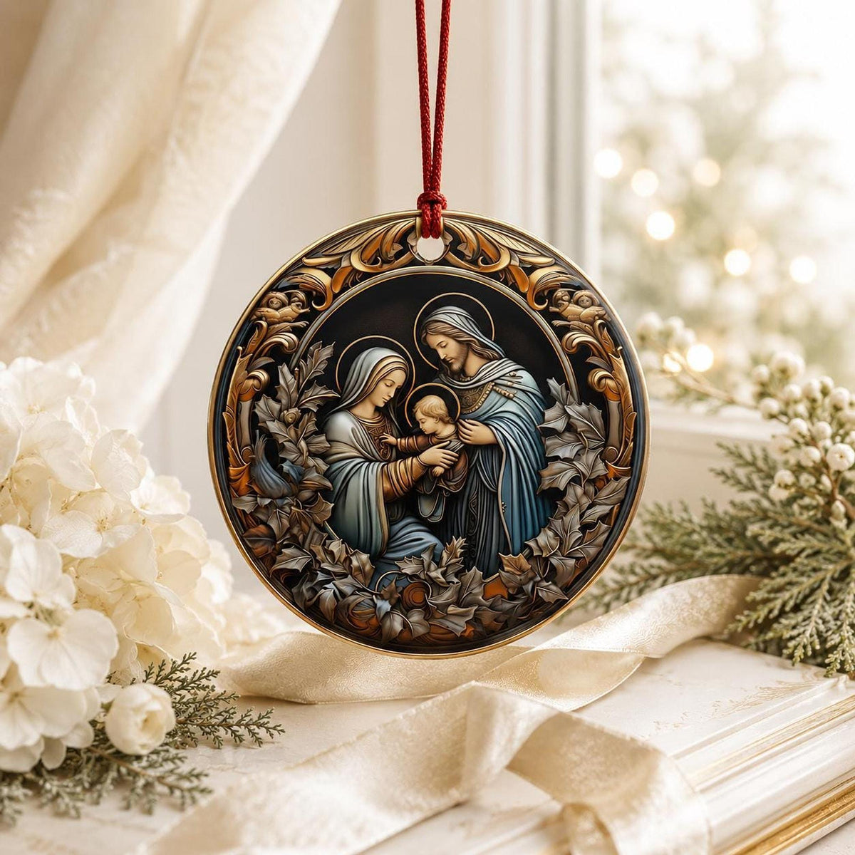 Holy Family Ornament, 3-Inch Ceramic Nativity Keepsake