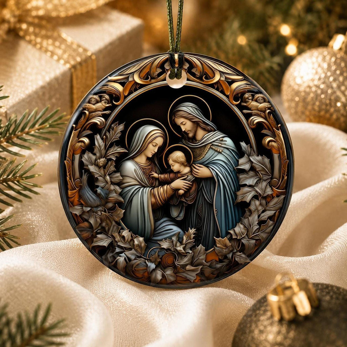 Holy Family Ornament, 3-Inch Ceramic Nativity Keepsake