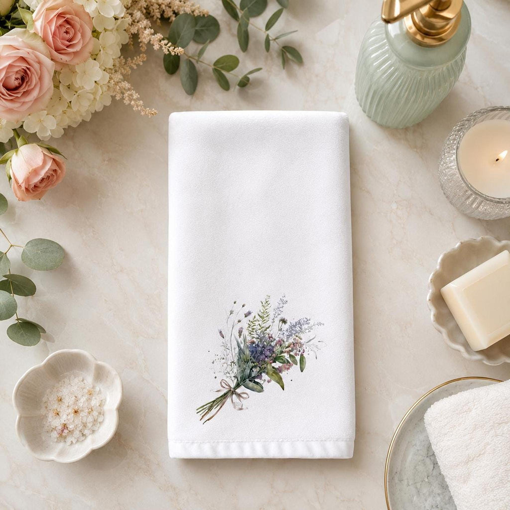 Fingertip Towel, Wildflower Bouquet, Sheared Polyester Front, Cotton Terrycloth Back