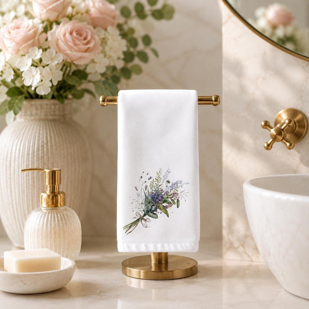 Fingertip Towel, Wildflower Bouquet, Sheared Polyester Front, Cotton Terrycloth Back