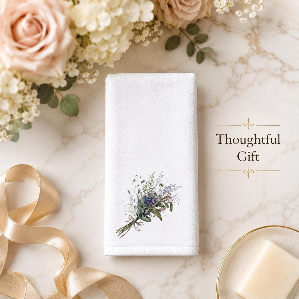 Fingertip Towel, Wildflower Bouquet, Sheared Polyester Front, Cotton Terrycloth Back