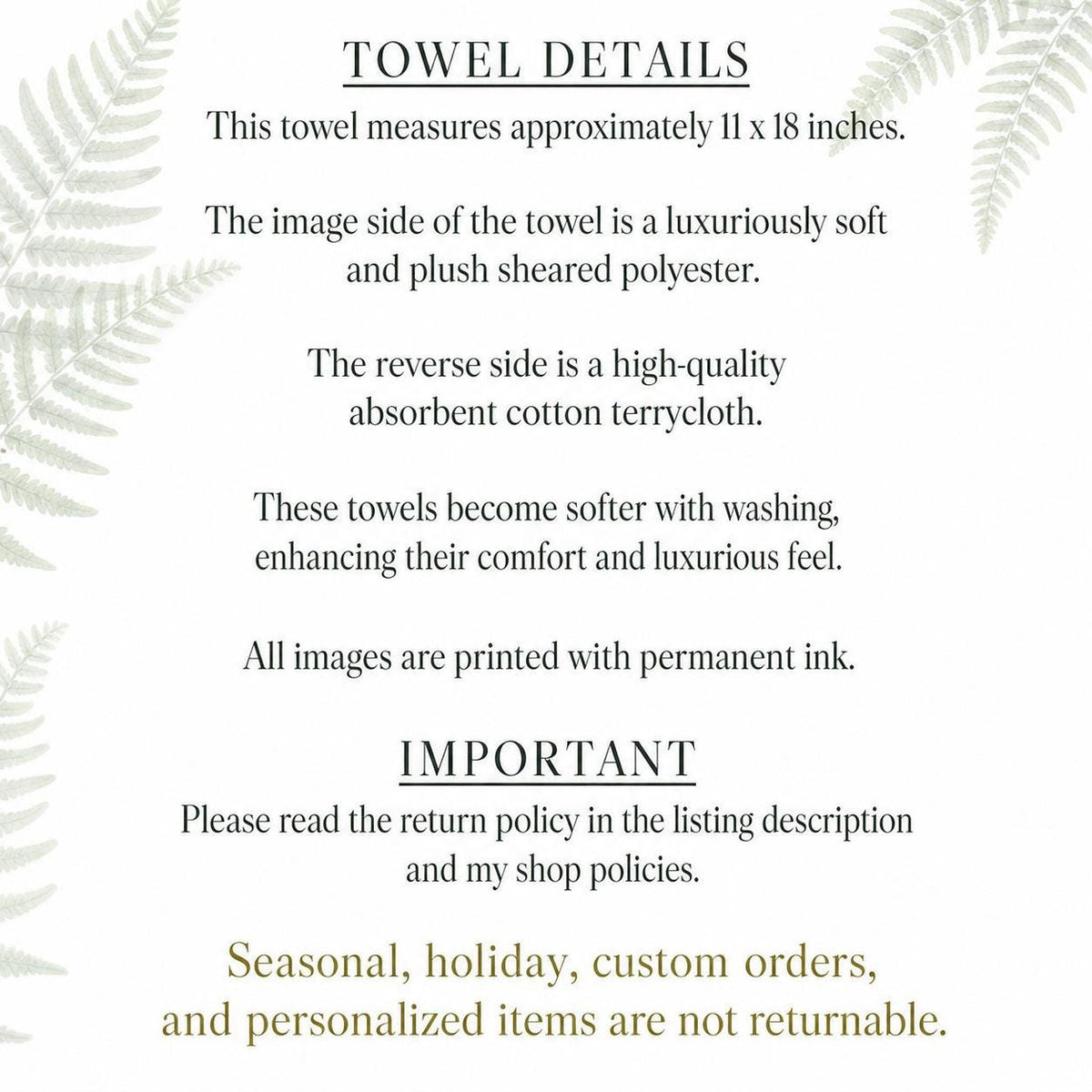 Fingertip Towel, White Botanical Accent with Cotton Terrycloth Back