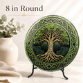Glass Cutting Board, Round Tempered Celtic Tree Of Life Design