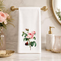 Powder Room Decor Pink Rose Hand Towel, Sheared Polyester Front, Cotton Terrycloth Back