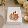 Fingertip Towel, Orange Pumpkin Print with 100% Cotton Terry Back