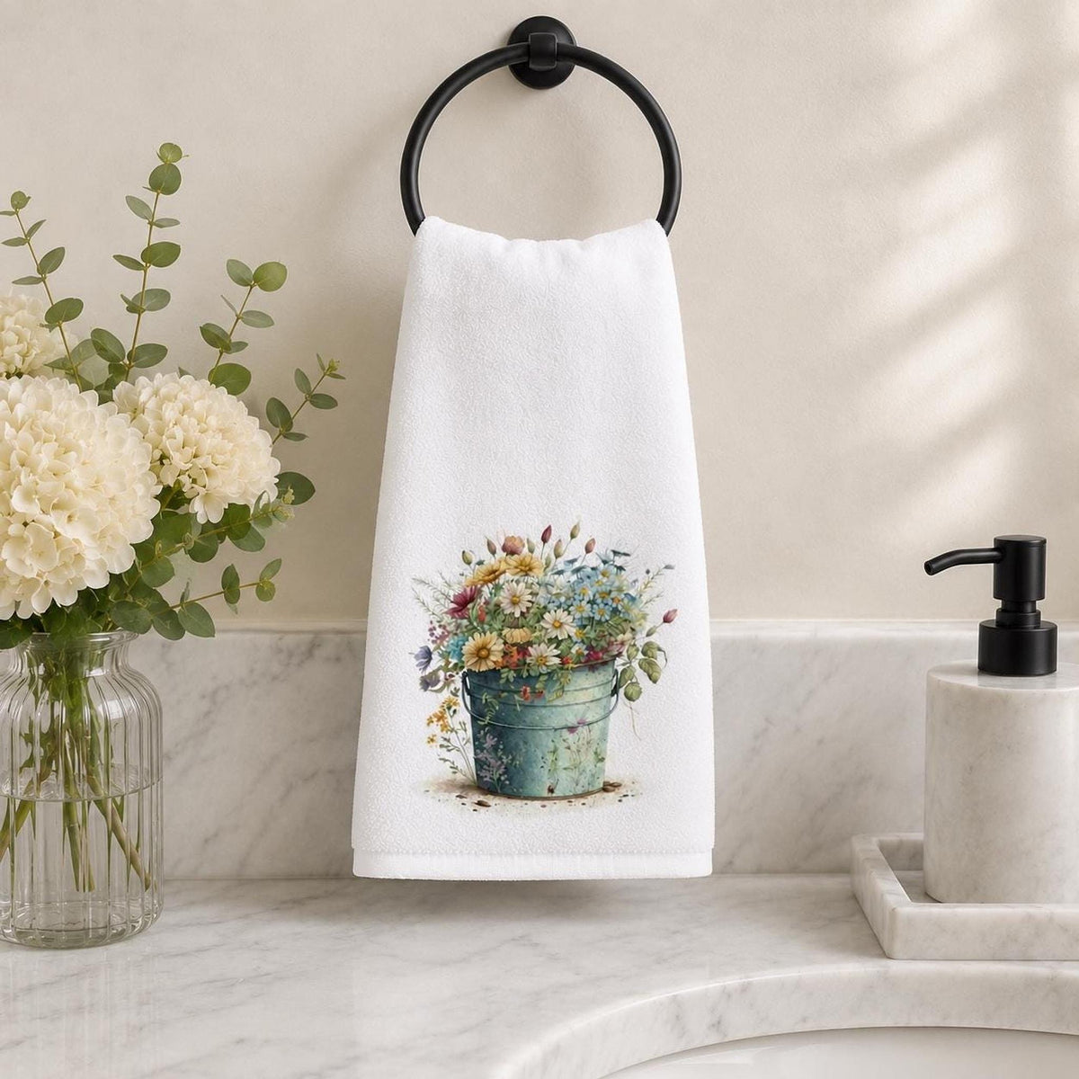 Wildflower Towel, 15 × 25 Inch Sheared Polyester Front, Cotton Terrycloth Back