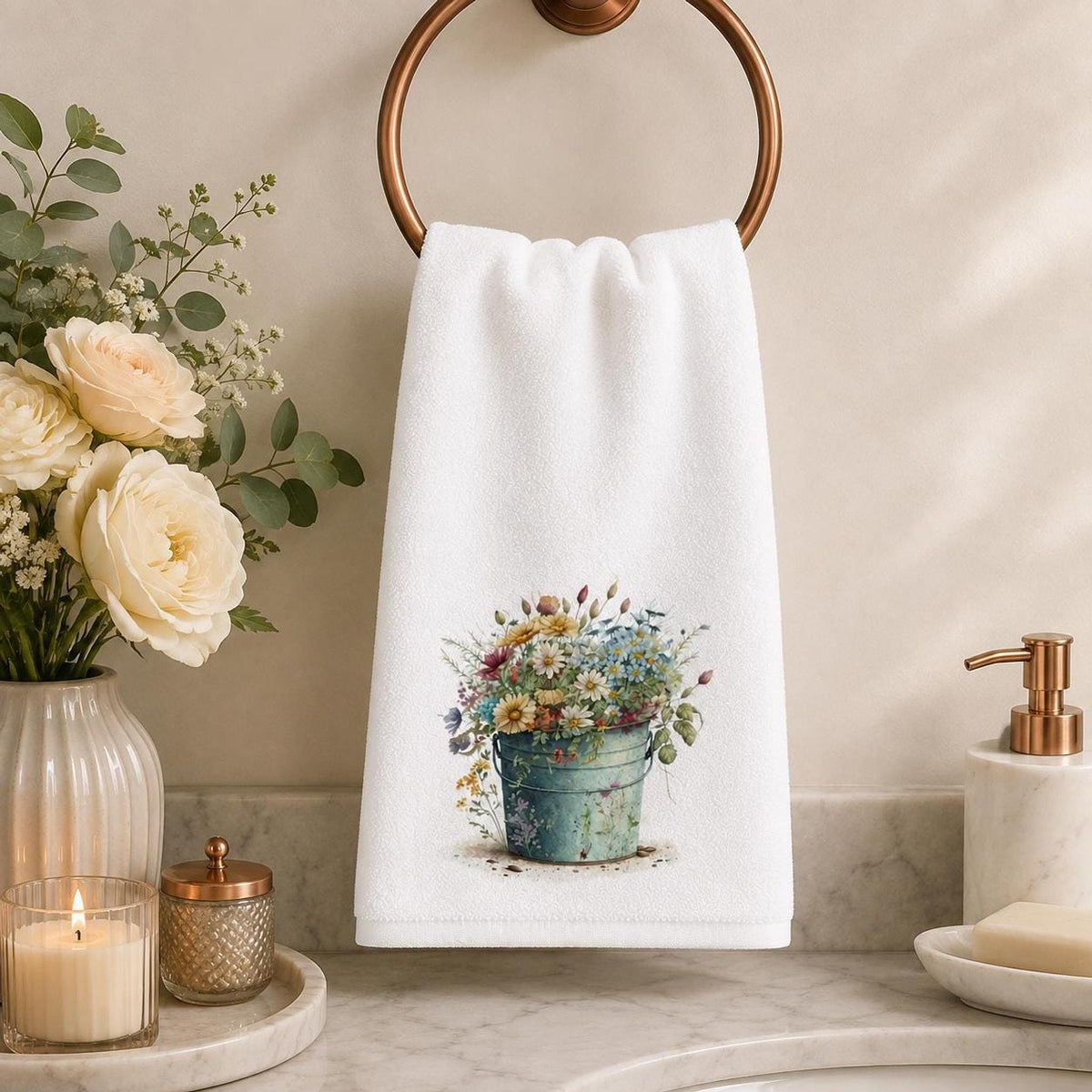 Wildflower Towel, 15 × 25 Inch Sheared Polyester Front, Cotton Terrycloth Back