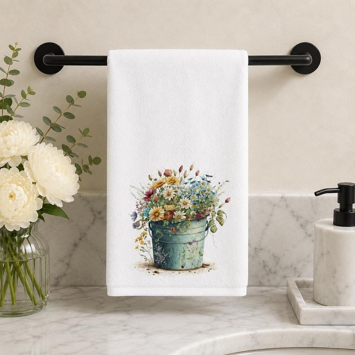 Wildflower Towel, 15 × 25 Inch Sheared Polyester Front, Cotton Terrycloth Back