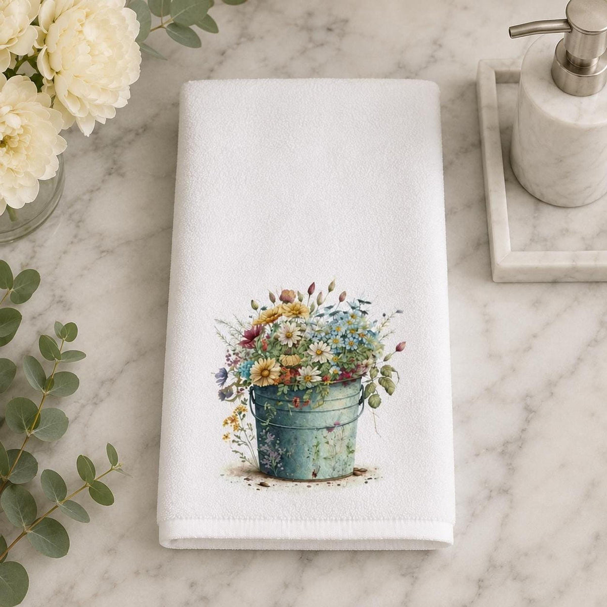 Wildflower Towel, 15 × 25 Inch Sheared Polyester Front, Cotton Terrycloth Back