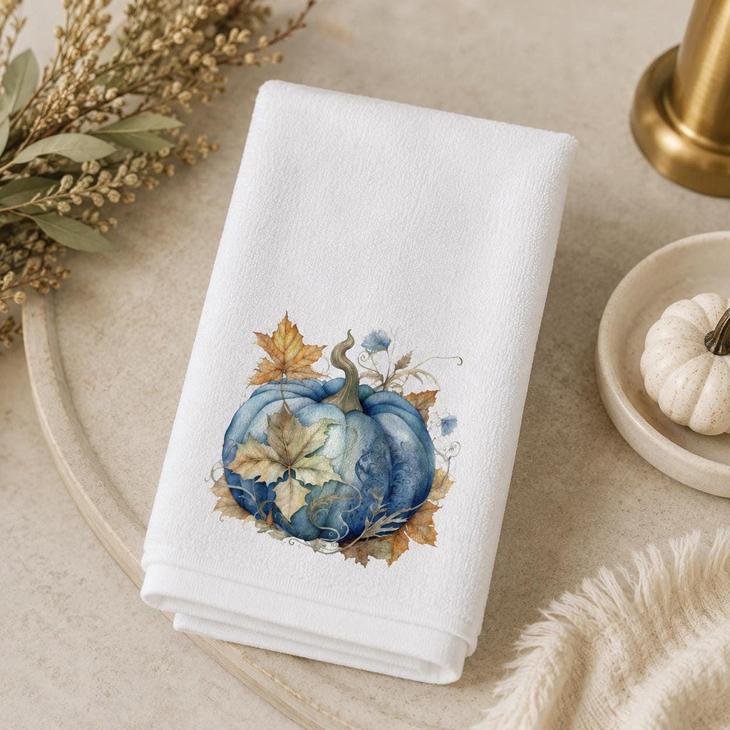 Blue Pumpkin Fingertip Towel, 11 x 18-Inch Cotton Terrycloth Back