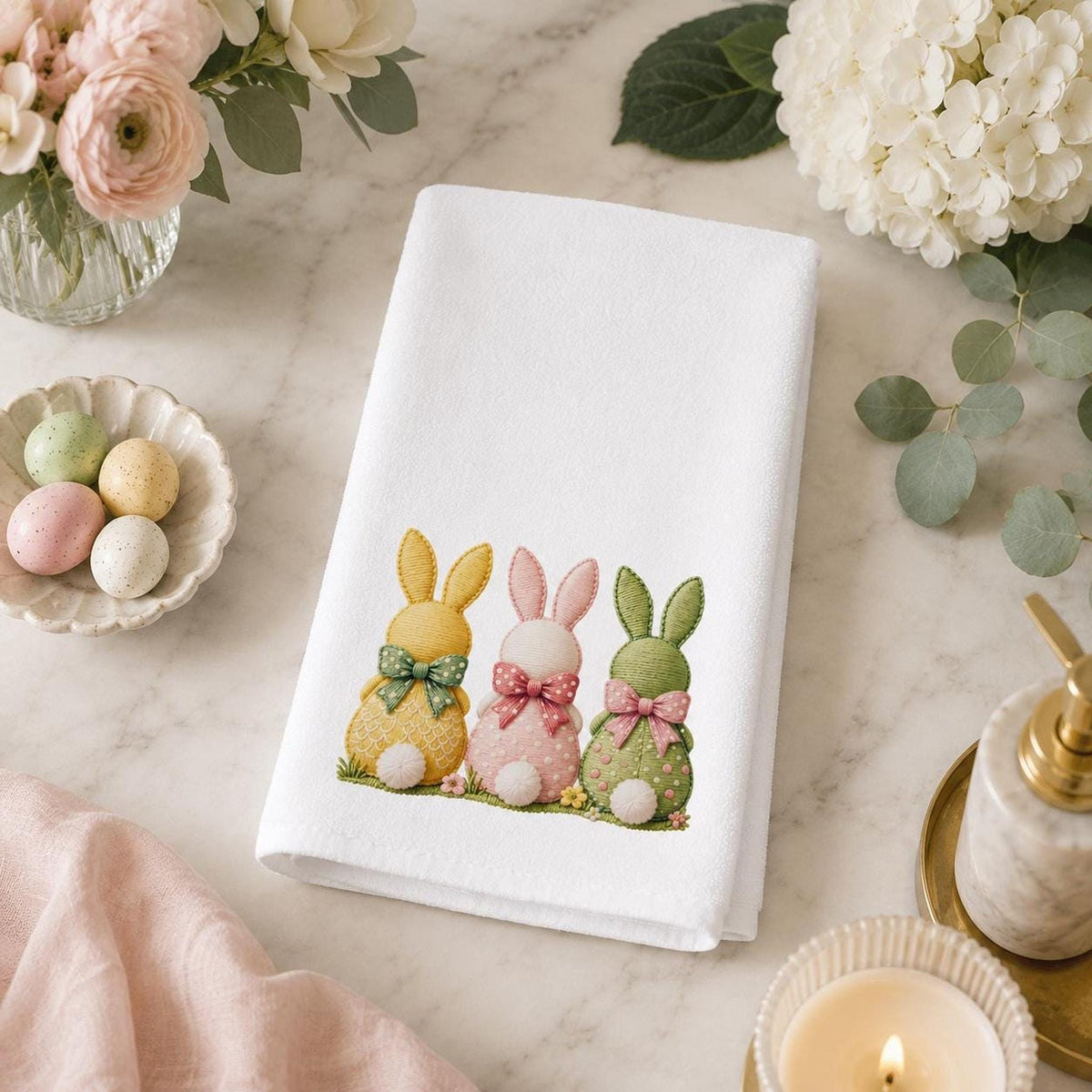 Pastel Easter Fingertip Towel, 11 x 18 Inch Powder Room Decor