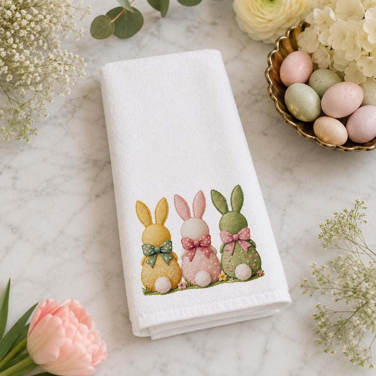 Pastel Easter Fingertip Towel, 11 x 18 Inch Powder Room Decor