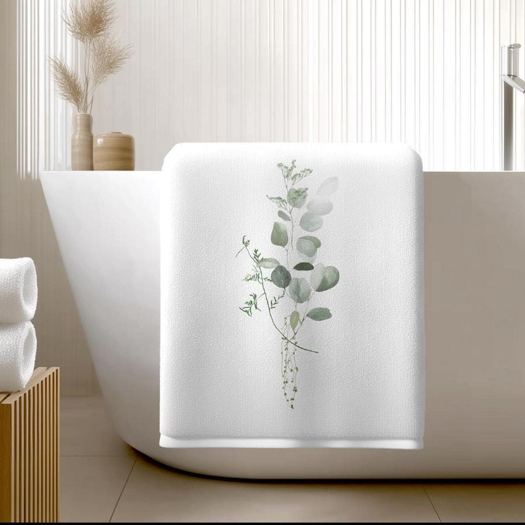 Luxury Bath Towel in Eucalyptus: Plush Sheared Polyester & Cotton Terry